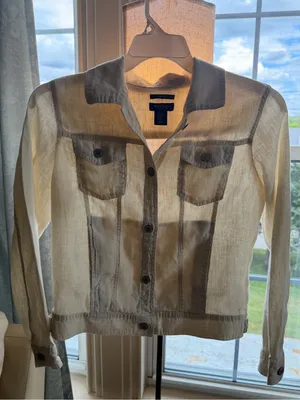 Jones New york Off-White Linen-Blend Jean Jacket thumbnail 3