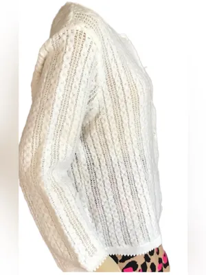Vintage Circa 1960'S Cream Sears Knit Cardigan Sweater (L) thumbnail 6