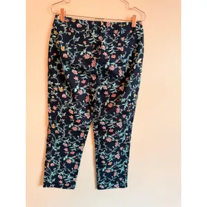 LOFT‎ Ankle Pants Women 2 Navy Blue Julie Floral Vine Print Stretch Trousers thumbnail 4