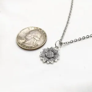 Sunflower Pendant Necklace Silver thumbnail 2