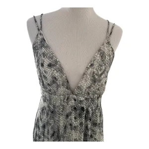 She + Sky Women Size-L Gray White Maxi Dress Snake V Neck‎ Summer thumbnail 5