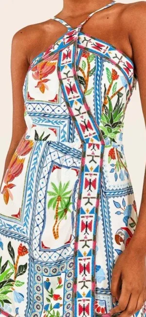 Farm Rio tropical tile mini dress thumbnail 1