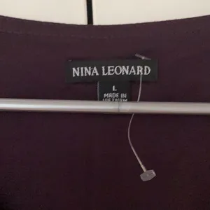 Nina Leonard NWT eggplant zipper‎ dress asymmetric large new plum gold thumbnail 2