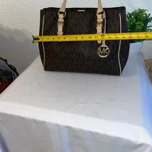 Michael Kors Dark Brown and Tan Logo Tote thumbnail 8