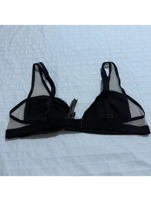 Victoria's Secret Unlined Bralette Sz M Medium Black With Nude Mesh thumbnail 4