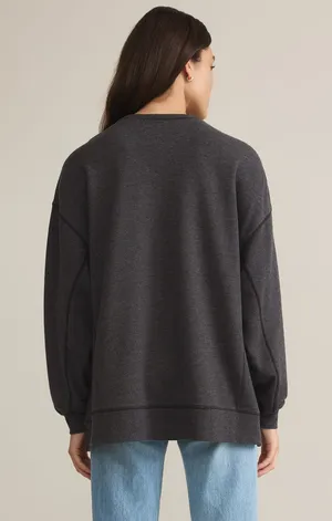 NWT! Z Supply Charcoal Gray Oversized Sweatshirt thumbnail 2