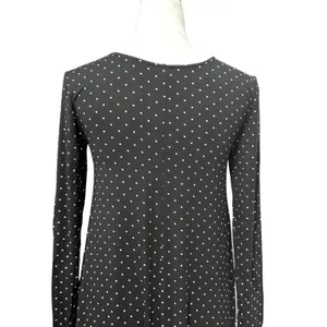 Old Navy A-Line Dress Polka Dot Print Long Sleeves Knee Length Black Women's S thumbnail 5