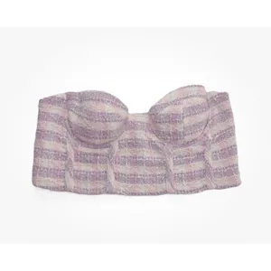 Zara Womens M Tweed Bustier Corset Top Sweetheart Neck Strapless‎ Cropped Party thumbnail 3