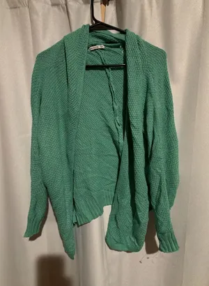Pink Clover Green Open Front Batwing Sleeve Knit Cardigan Sweater Size M thumbnail 1