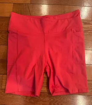 Freely Cross Waist Biker Shorts With Pockets Red Orange Size XL Like New thumbnail 1