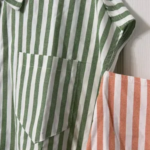 POL Stripe Color block Button Up Distressed Cut Out Shoulder Shirt(Size Medium) thumbnail 4