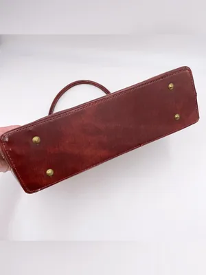 Vintage 50s 60s Top Handle Satchel Bag Red Leather Tweed Purse Midcentury Modern thumbnail 8