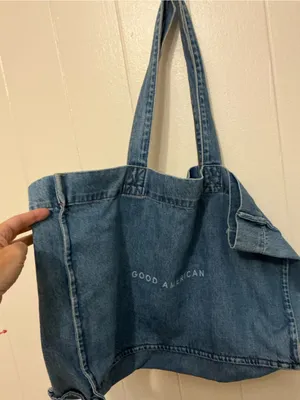 Rare Good American Limited Edition Indigo Large Blue Denim Tote Bag Handbag thumbnail 1