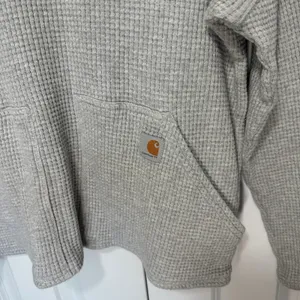 Carhartt Womens M Relaxed Fit Heavyweight Waffle Knit Thermal Hoodie Gray Cotton thumbnail 3
