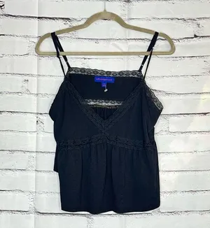Aeropostale Black Crop Top Camisole Spaghetti Straps Lace SZ XL Flowy V-Neck thumbnail 1