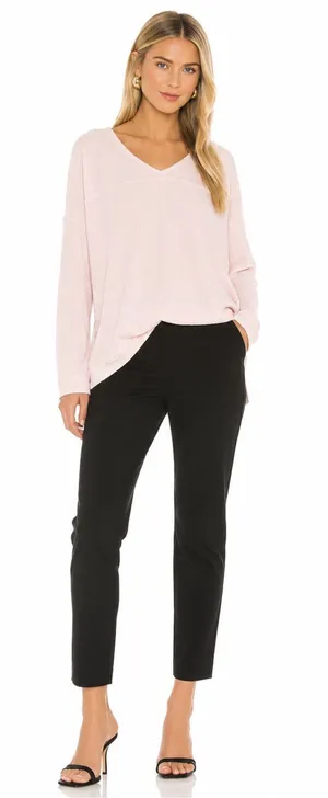Chaser Revolve Waffle Women's Pink Long Sleeve Criss Cross Top Small thumbnail 1