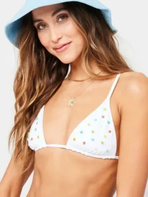 L*Space Beaded Daisies Brittany Triangle Top White Size Small New thumbnail 1