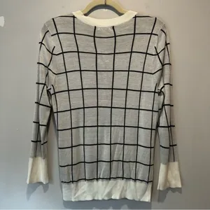 NWT Halogen Contemporary Plaid Checkered Stretch Button Down Cardigan Sweater Md thumbnail 3