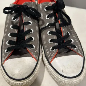 Converse Unisex Low-Top All-Star Sneakers – Gray/Black with Orange – Size 6M/8W thumbnail 2