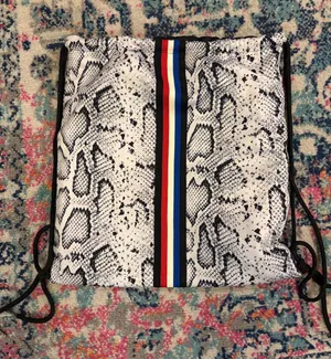 Pam & Gela Snake-Print Drawstring Gym Bag with Tricolor Stripe thumbnail 1