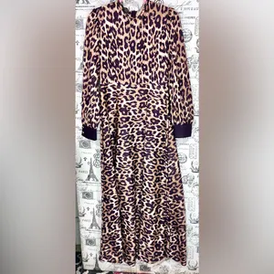 Leopard Print Maxi Dress Long Sleeve Mermaid Hem Boutique Glam Animal Print thumbnail 5