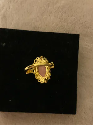 Gold-Tone Filigree Marquise Ring with Amber Center Stone thumbnail 4