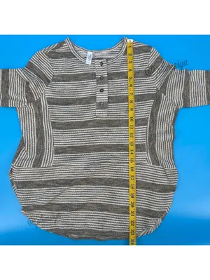 L Love Y2K Vintage Striped Women's Long Sleeve Henley Top Size M NWOT thumbnail 6