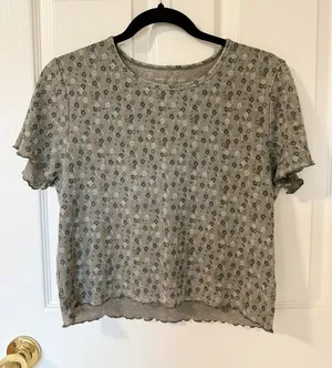 American Eagle Outfitters Crop Top Women XL Green Floral Round Neck Pullover thumbnail 1