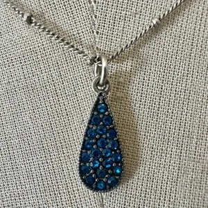 Baked Beads Blue Crystal Teardrop Pendant Necklace thumbnail 1