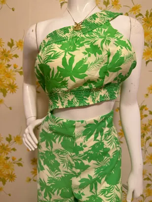One sleeve backless jumpsuit size L Green Size L thumbnail 4