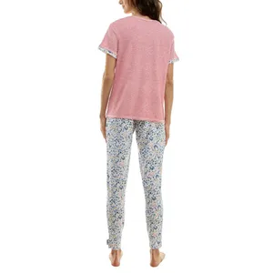 Roudelain Womens Double Sleeve Pajama Shirt Top EJJE340M Bridal Rose Pink M thumbnail 8