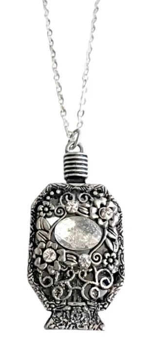 Artisan Crafted Perfume Bottle Pendant Necklace Rhinestone Embellishment thumbnail 1