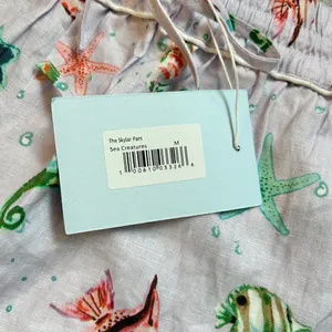 Hill House The Skylar 100% Linen Pants in Sea Creatures Size M NWT thumbnail 8