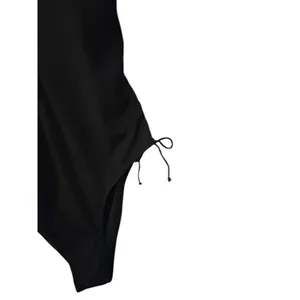 Black Plunge Tie Side‎ Ruched One Piece Swimsuit Adjustable Bathing Suit XS thumbnail 8