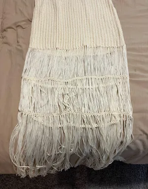 Cream Fringe Crochet Dress thumbnail 3