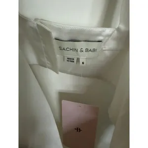 Sachin & Babi Midi Dress Size‎ 6 White Satin Cutout Open Back F1BB052 thumbnail 6