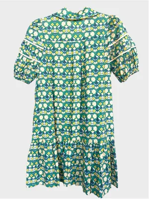 Entro Garden Floral Print Mini Dress in Green Size S thumbnail 2