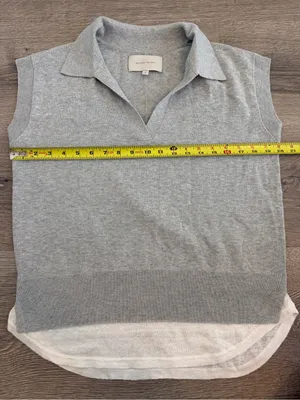 Brochu Walker Jaia Polo Looker Top Small Gray Linen Cotton Layered thumbnail 5