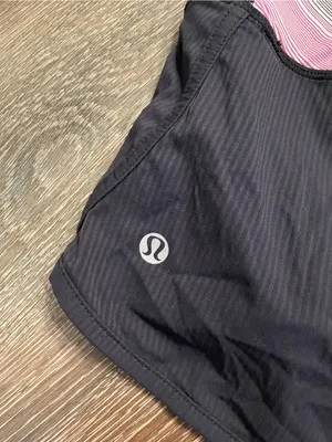 lululemon athletica Black Shorts with Pink & Purple Striped Waistband Size 6 thumbnail 3