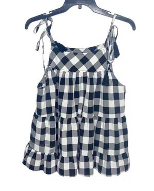 Entro gingham plaid black top tassels NWOT e thumbnail 6