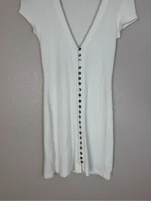 Reformation Ryder Ribbed Mini Dress size Small White $118 thumbnail 9