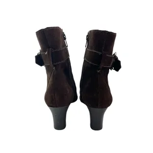 Aerosoles Women's Brown Suede Buckle Square Toe Block Heel Ankle Boots Size 7.5 thumbnail 3