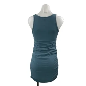 Aritzia TNA Womens Blue Sleeveless Ruched Stretch Tank Mini Bodycon Dress Size M thumbnail 3