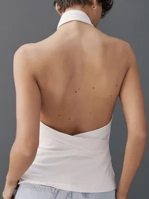 Anthropologie Ribbed Halter Top open deep low back knit sleeveless thumbnail 4