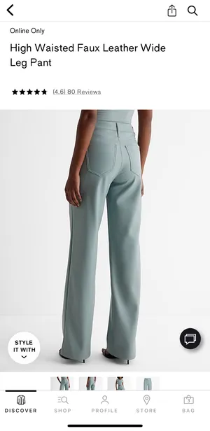 Express Blue Faux Leather Pants thumbnail 2