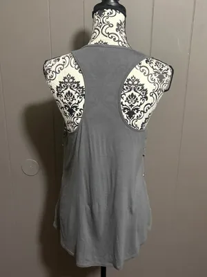 EXPRESS Y2K Studded Grey Racerback Tank Top thumbnail 3