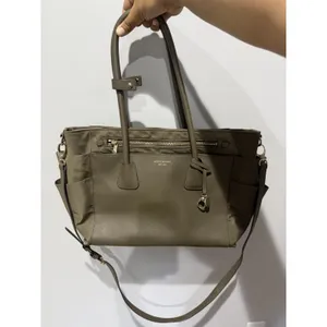 Henri Bendel Green Leather Nylon Diaper Bag‎ Satchel Tote Bag Crossbody i thumbnail 2