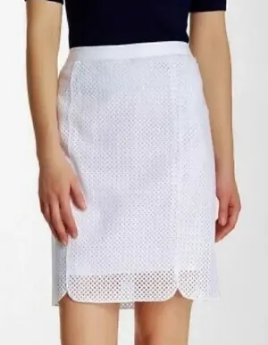 Ellie Tahari Molly White Eyelet Pencil Skirt thumbnail 1