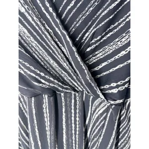 DKNY Women's Chain Print Wrap Front Dress Black White Size 16 thumbnail 5