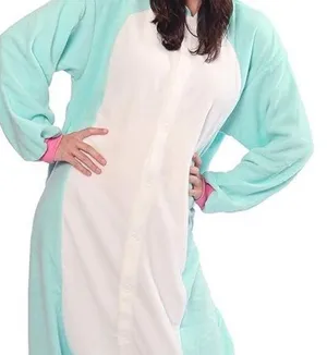 Oversized Critter Costume Aqua and White Onesie Pajamas One Size Fits Most thumbnail 1